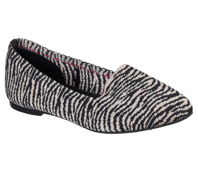 Skechers Dam Beige/Svarta Platta Skor - Cleo - Knitty Kitty - Sverige (EWSQA-4731)